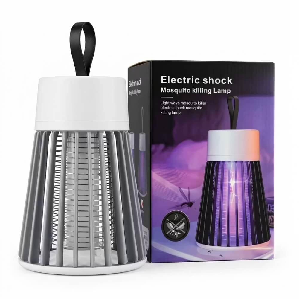 Lampa Anti Tantari UV cu Alimentare USB, Capcana Electrica pentru Insecte Zburatoare, Functionare Silentioasa, Design Portabil cu Maner, Consum Redus de Energie, Alb/Gri