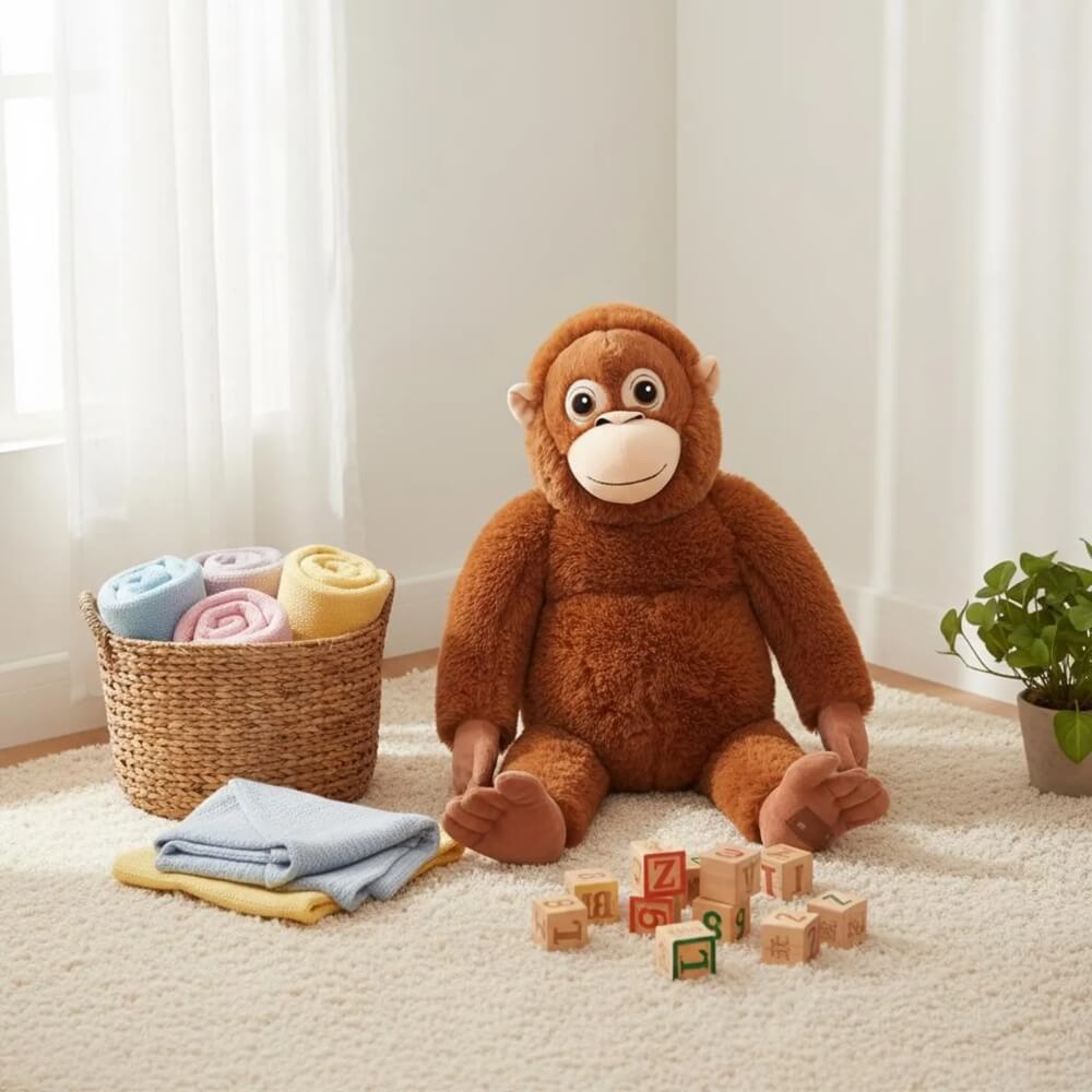 Jucarie Plus Maimuta Orangutan 70 cm, Cadou pentru Copii si Adulti, Maro