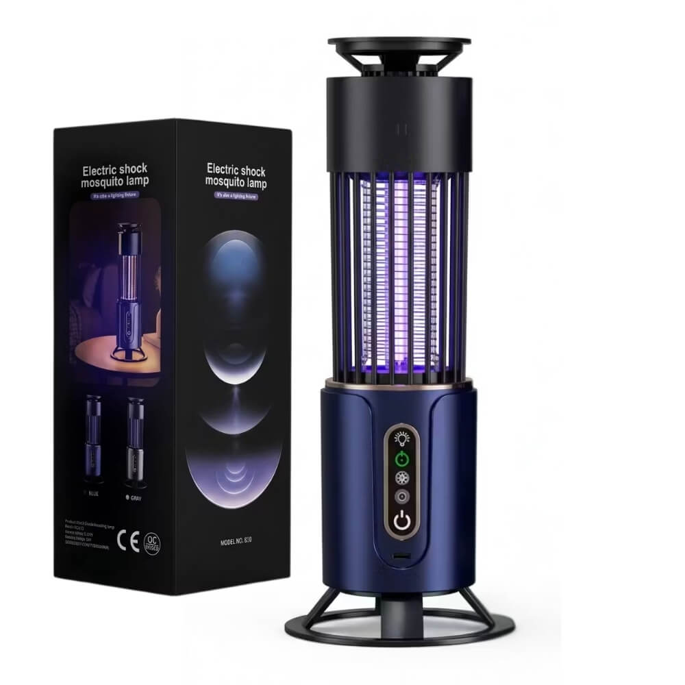 Lampa Anti Tantari UV, Reincarcabila USB, Capcana pentru Insecte Zburatoare, Functie Iluminare LED, pentru Casa, Terasa si Camping, Albastra