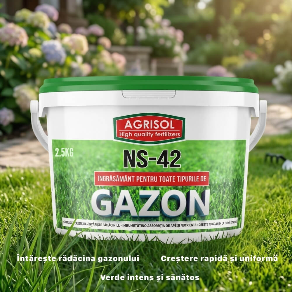 Ingrasamant pentru Gazon AGRISOL NS-42, 2.5 kg, Crestere Rapida si Verde Intens, Toate Tipurile de Gazon