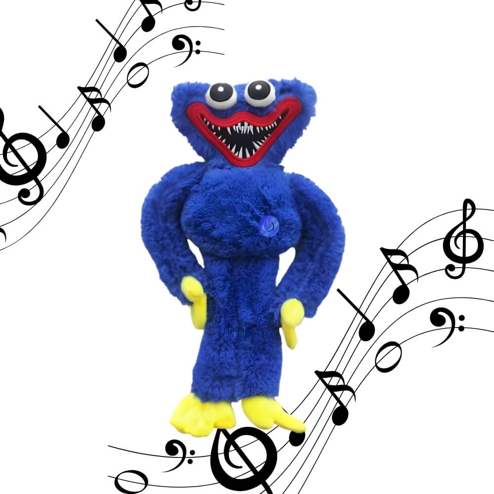 Jucarie Interactiva Plus Vorbitor Huggy Wuggy si Kissy Missy, Imita, Repeta si Canta, 40 cm, Albastru/Roz