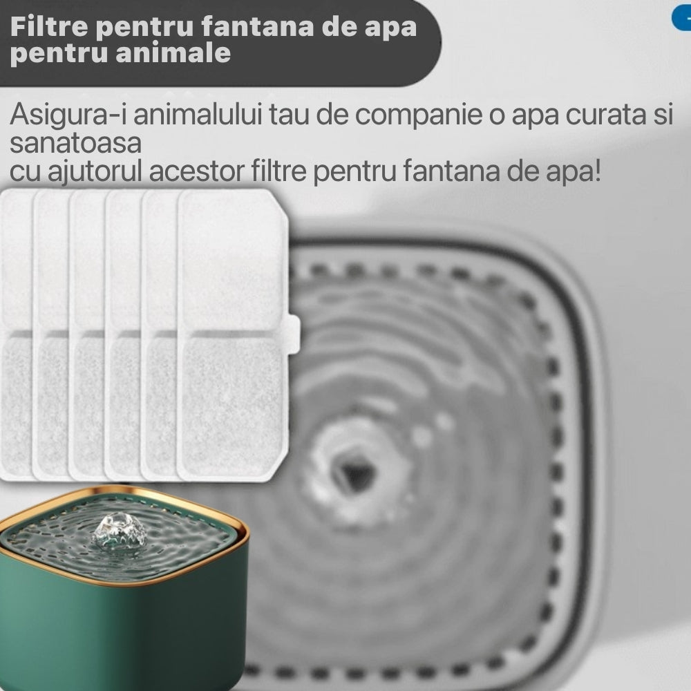 Set 6 filtre pentru dispenser de apa pentru animale, Alb