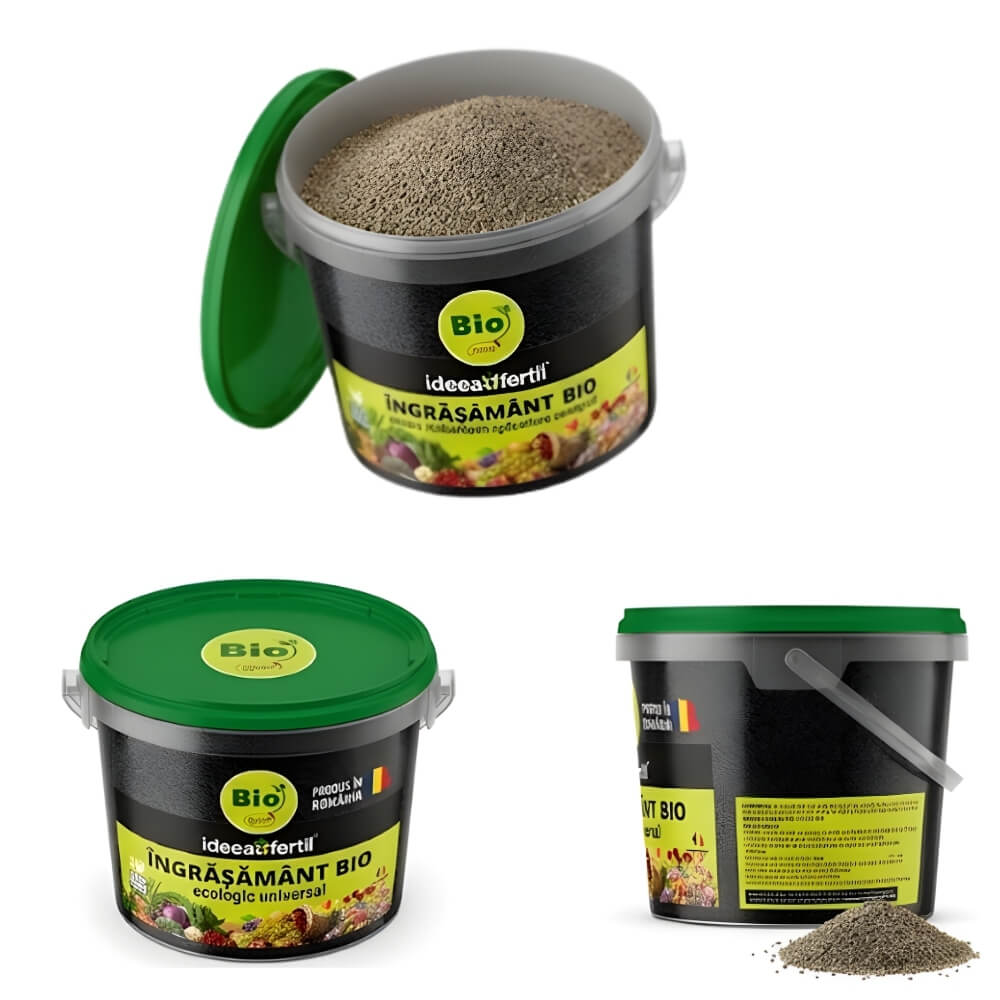 Ingrasamant BIO Universal IDEEAFERTIL, Granulat, Certificat ECOCERT®, Eliberare Lenta, pentru Legume, Fructe si Gazon, 2.5 KG, Produs in Romania