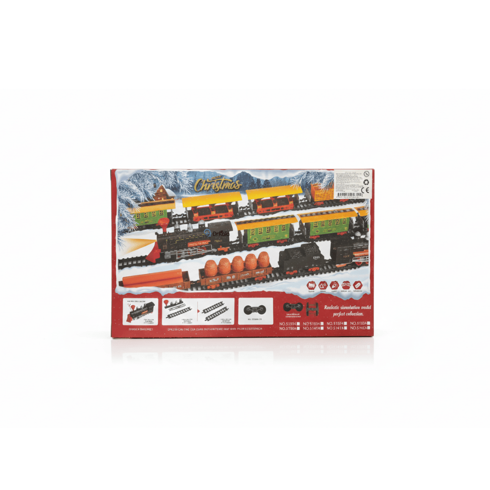 Tren de Craciun Clasic , Set Jucărie 18 Piese, Scară 1:87, cu Lumini și Sunet, Multicolor