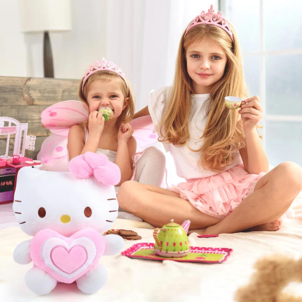 Jucarie Plus Hello Kitty 35 cm, Plush Moale, Cadou pentru Copii, Inima Albastra