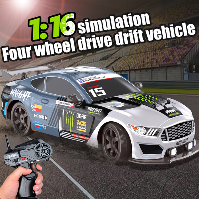 Masina cu telecomanda RC Drift, Digital Kala, 20km/h, lumini LED, 1:16, Gri/Albastru