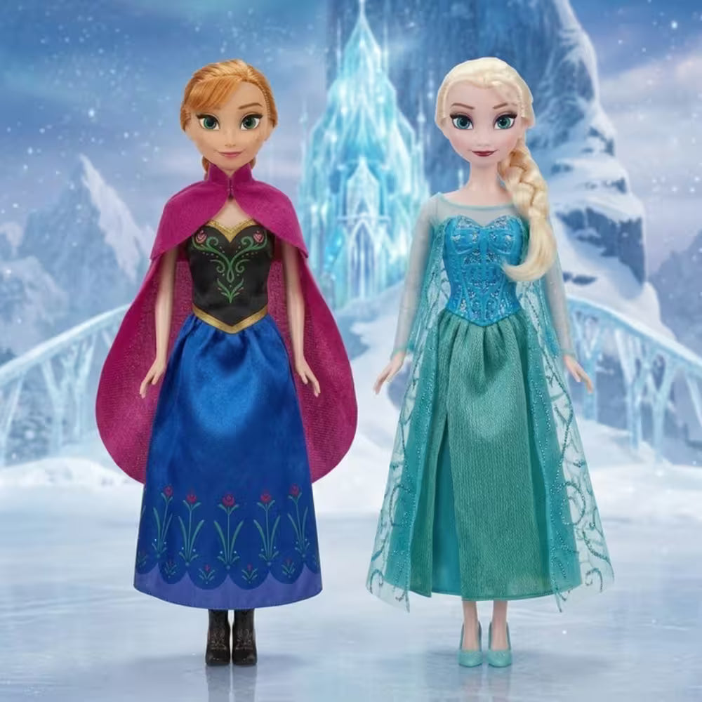 Set Frozen 2 Papusi Printese, Rochii Elegante si Pelerine, 30 cm, 3+ Ani
