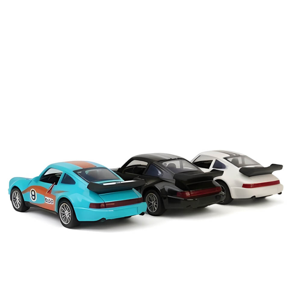 Set 3 Masinute Metalice Porsche 911 Carrera, Machete Auto Scara 1:36, Design Racing, Usi cu Deschidere, Colectie 3 Culori