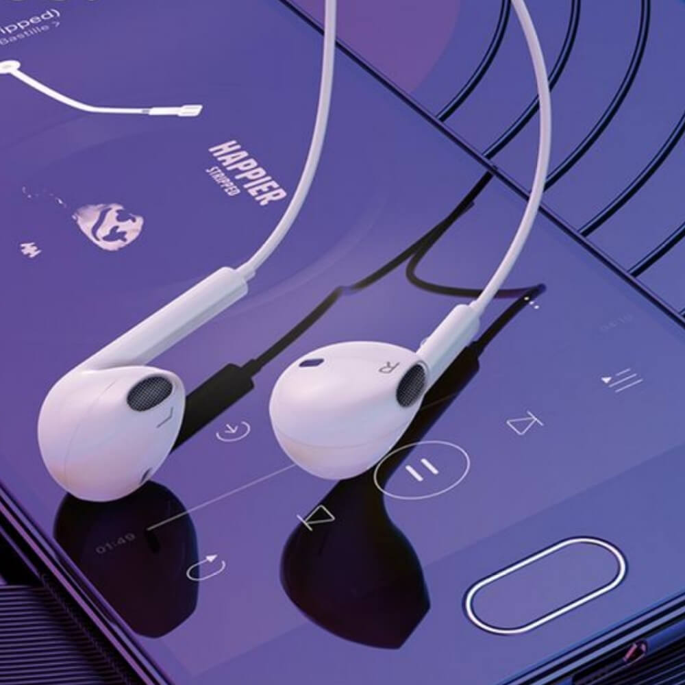 Casti cu Fir, In-ear, Microfon & Control Volum, conector Jack 3.5mm , Alb