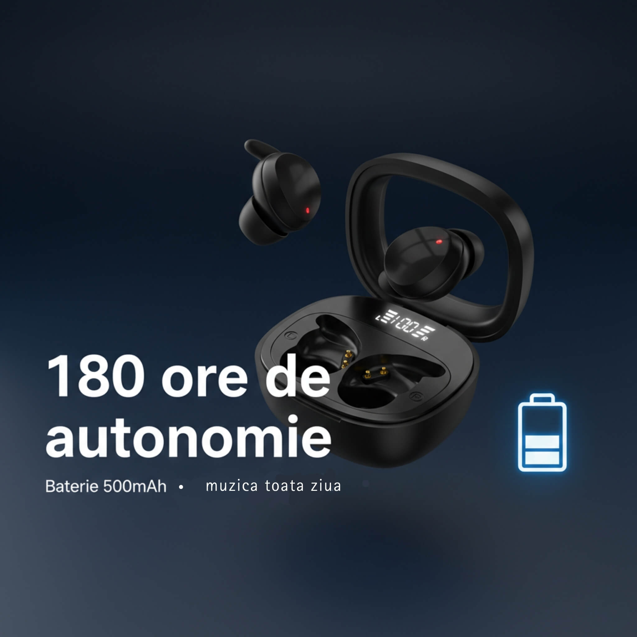 Casti Audio Wireless Hoco EW65 Sleep, Bluetooth 5.3, Noise Cancelling pentru Somn si Concentrare, Carcasa Transparenta 500mAh, 180h Standby, Negru