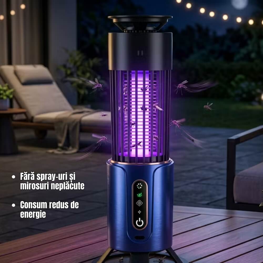 Lampa Anti Tantari UV, Reincarcabila USB, Capcana pentru Insecte Zburatoare, Functie Iluminare LED, pentru Casa, Terasa si Camping, Albastra