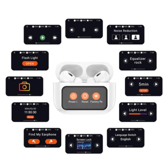 Casti Bluetooth Wireless Ear Buds Pro, Display LED tactil, Digital Kala, Alb