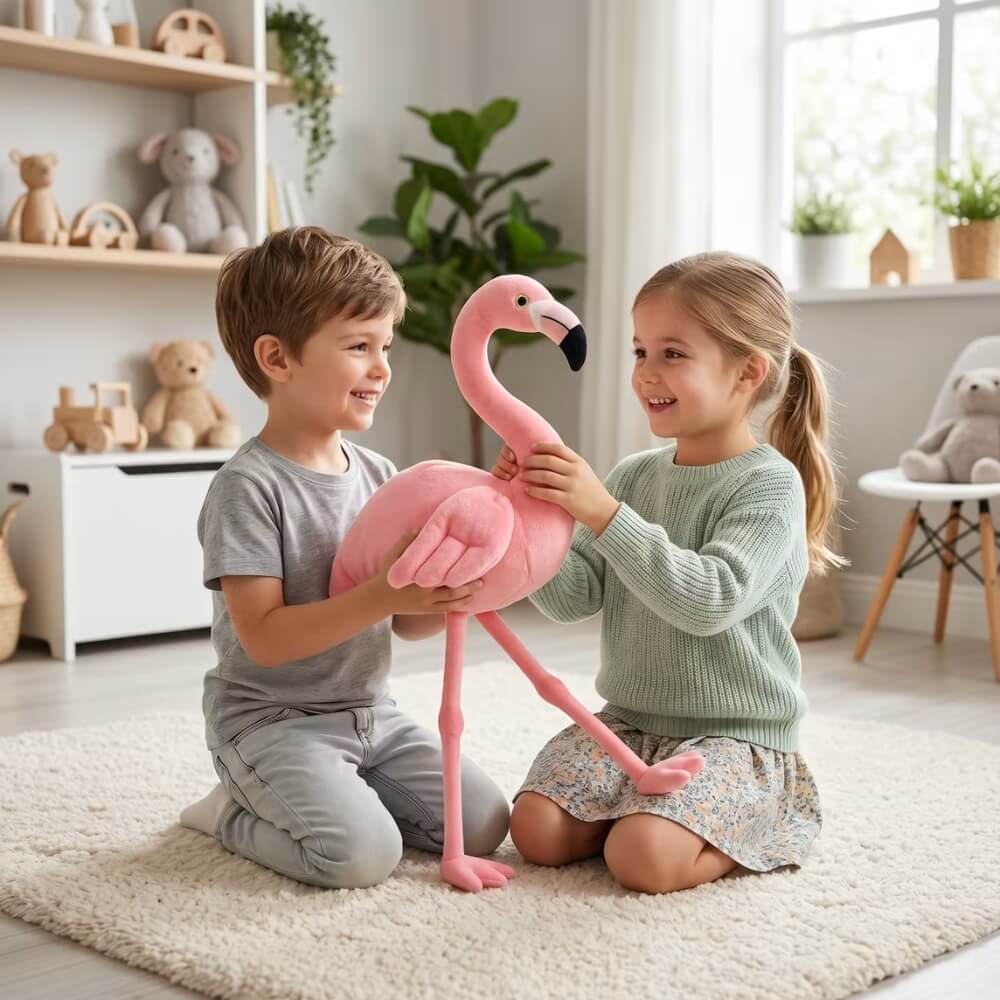 Jucarie de Plus Flamingo Roz 30 cm cu Agatatoare, Plus Moale, Animal de Plus pentru Copii, Jucarie de Imbratisat, Decor Camera Copii, Cadou pentru Fete, Roz