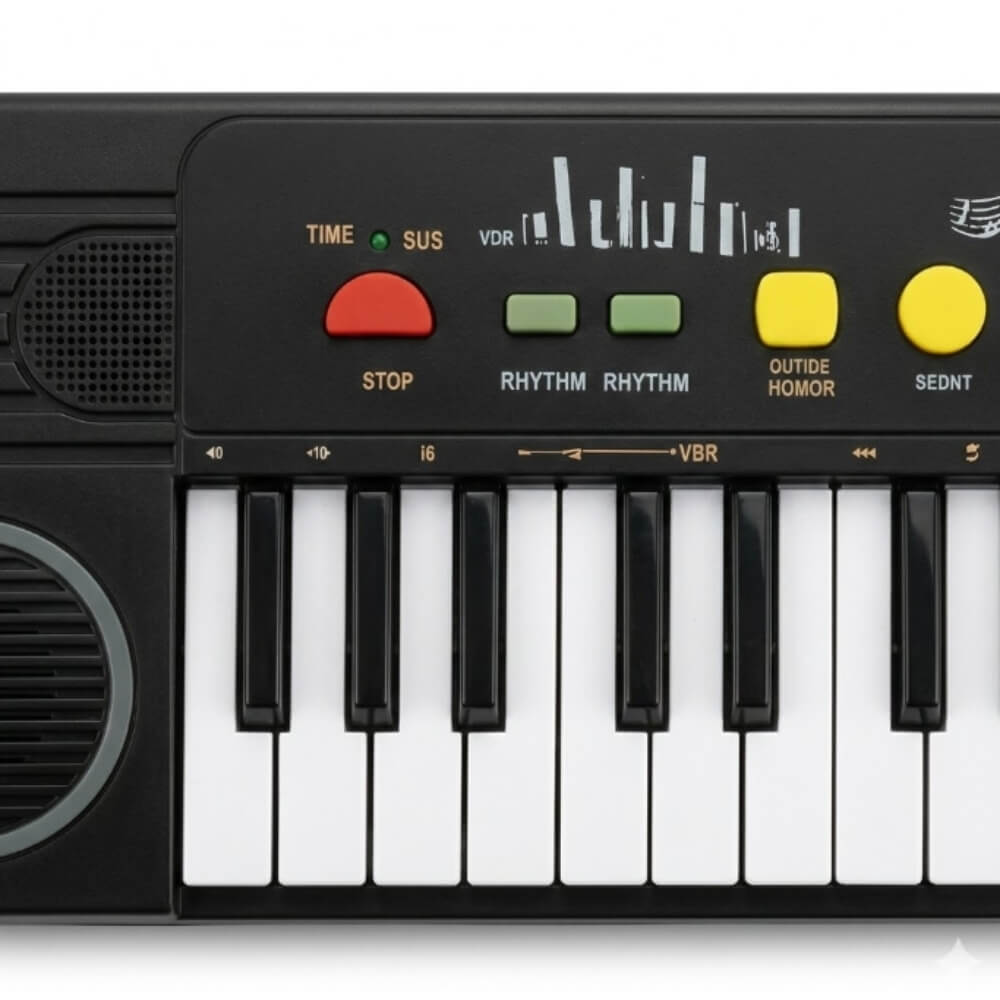 Orga Electronica pentru Copii, Pian cu Microfon, 32 Clape, 40 cm, Jucarie Muzicala Educativa cu Ritmuri si Sunete, Negru