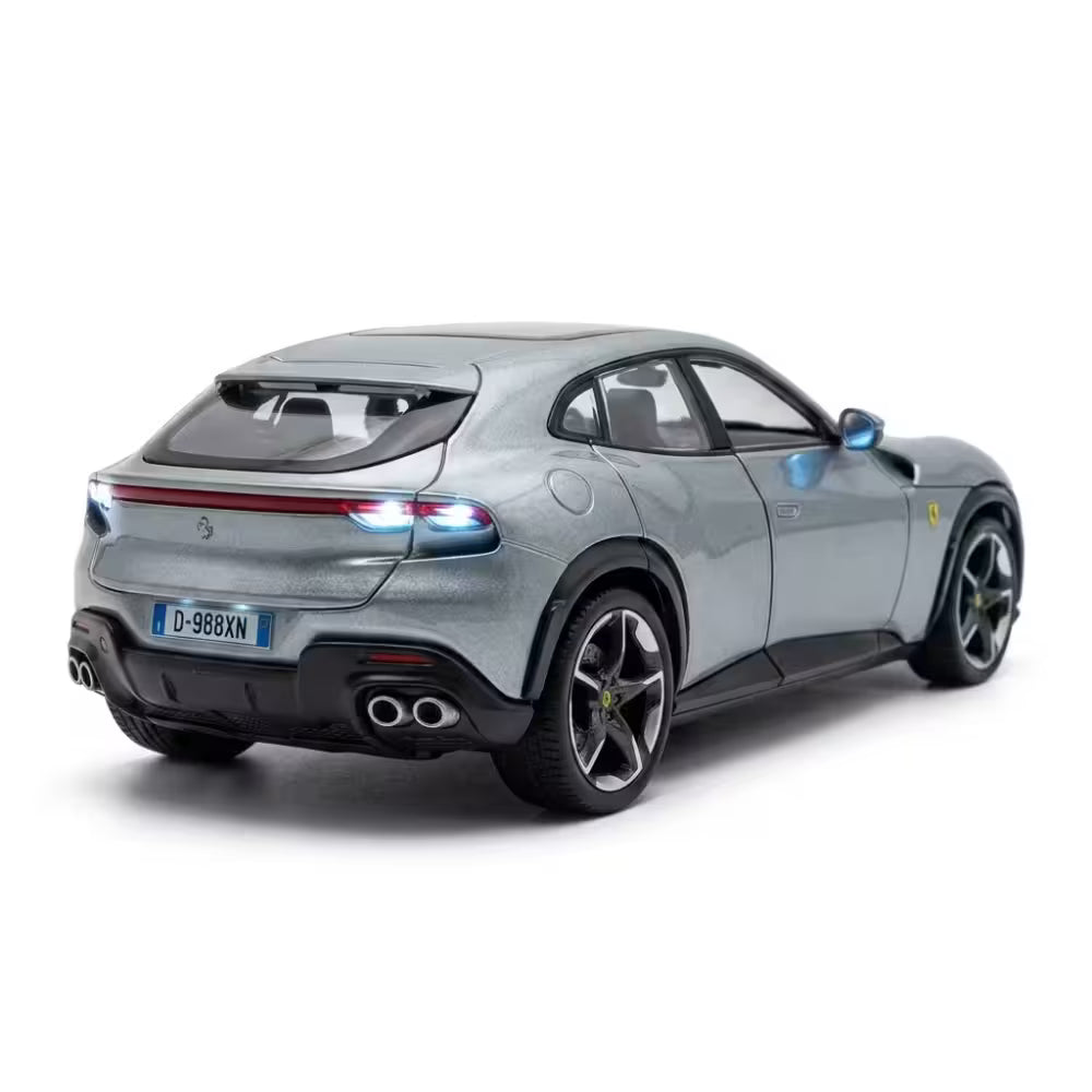 Masinuta Metalica Ferrari Purosangue Scara 1:32, Lumini, Efecte Sonore, Pull Back, Usi, Capota si Portbagaj Functionale, Cadou Copii, Gri