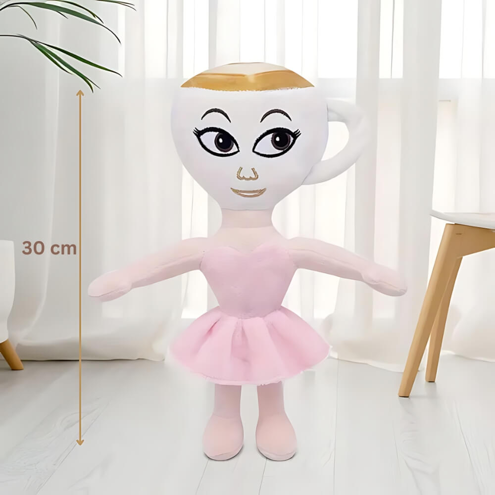 Jucarie de plus Ballerina Cappuccina, 30 cm, Italian Brainrot