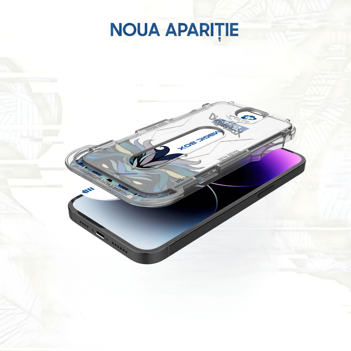 Folie Protectie Ecran Clear HD Compatibila iPhone cu Aplicator Magic Box, Sticla Securizata Lito D+ Ultra-Transparenta