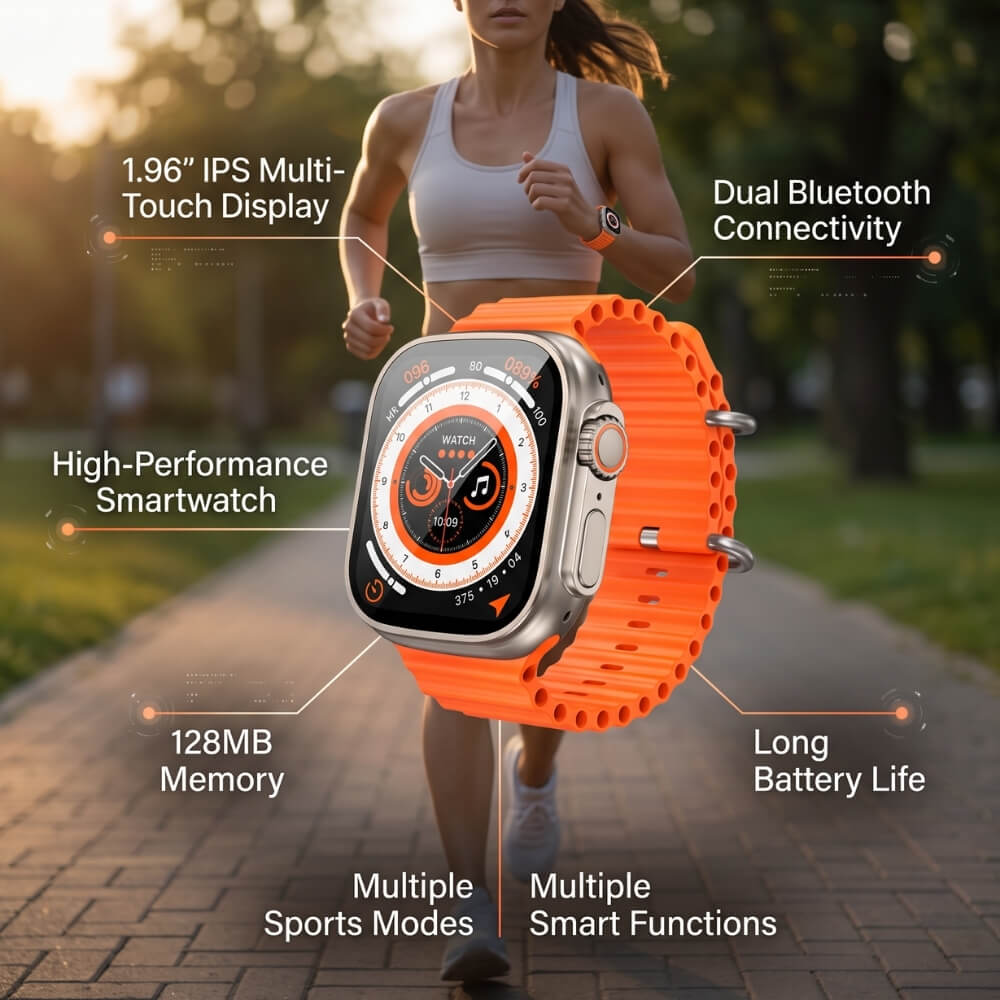 Ceas Inteligent SmartWatch, Digital Kala, ecran 1.96 inch, Dual Bluetooth, IPS MultiTouch, Smartwatch Performant, Memorie 128MB, Long Battery, Sports Modes, Functii multiple, Negru