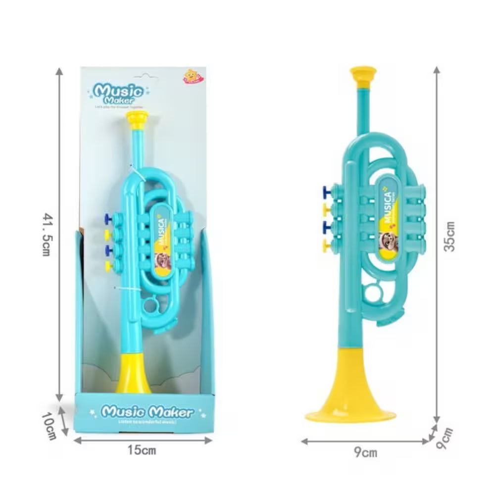 Trompeta Muzicala de Jucarie pentru Copii, 35 cm, Instrument Muzical Educativ, Sunete Interactive, Dezvolta Creativitatea si Simtul Ritmului, Cadou pentru Copii, Albastru