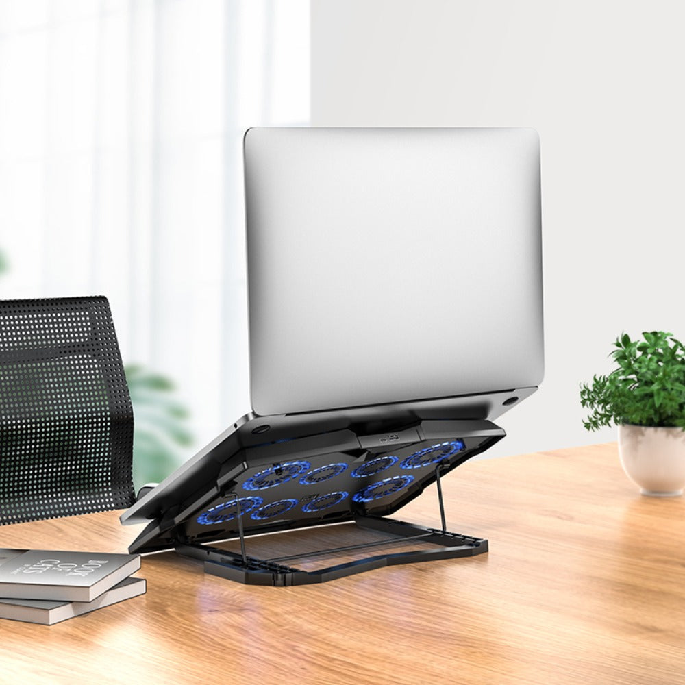 Cooler Laptop, 8 Ventilatoare Hidraulice Silentioase, 6 Trepte de Viteza, Reglaj Ergonomic, Compatibilitate Universala
