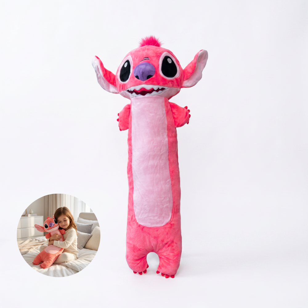 Perna Plus Lunga Stitch si Lilo, Jucarie de Plus Tip Perna Decorativa, Moale, Pufoasa si Confortabila, Perna Copii, Jucarie Cadou Premium