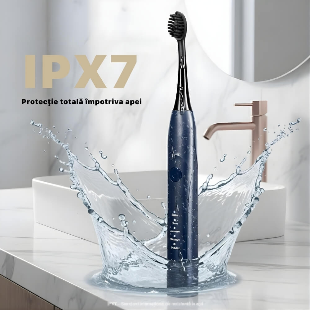 Periuta de dinti electrica, sonica, DrKala SG-540, Cu Carbune activ pentru albire, 5 Moduri, 8 Capete, pana la 42.000 vibrații/min, IPX7