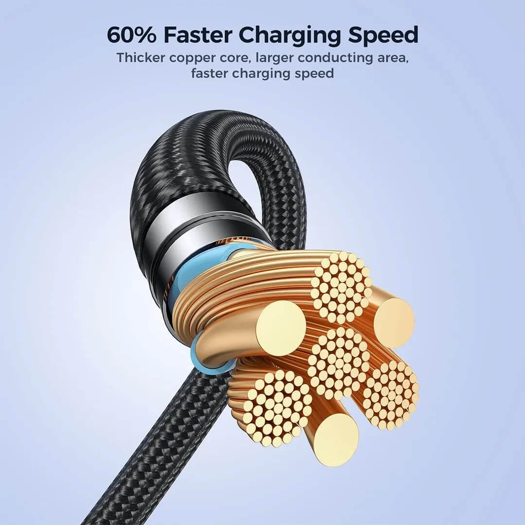 Cablu Date si Incarcare Fast Charge DigikalaX@, USB-C, PD240W, QC3.0, LED, 1.2m, Negru