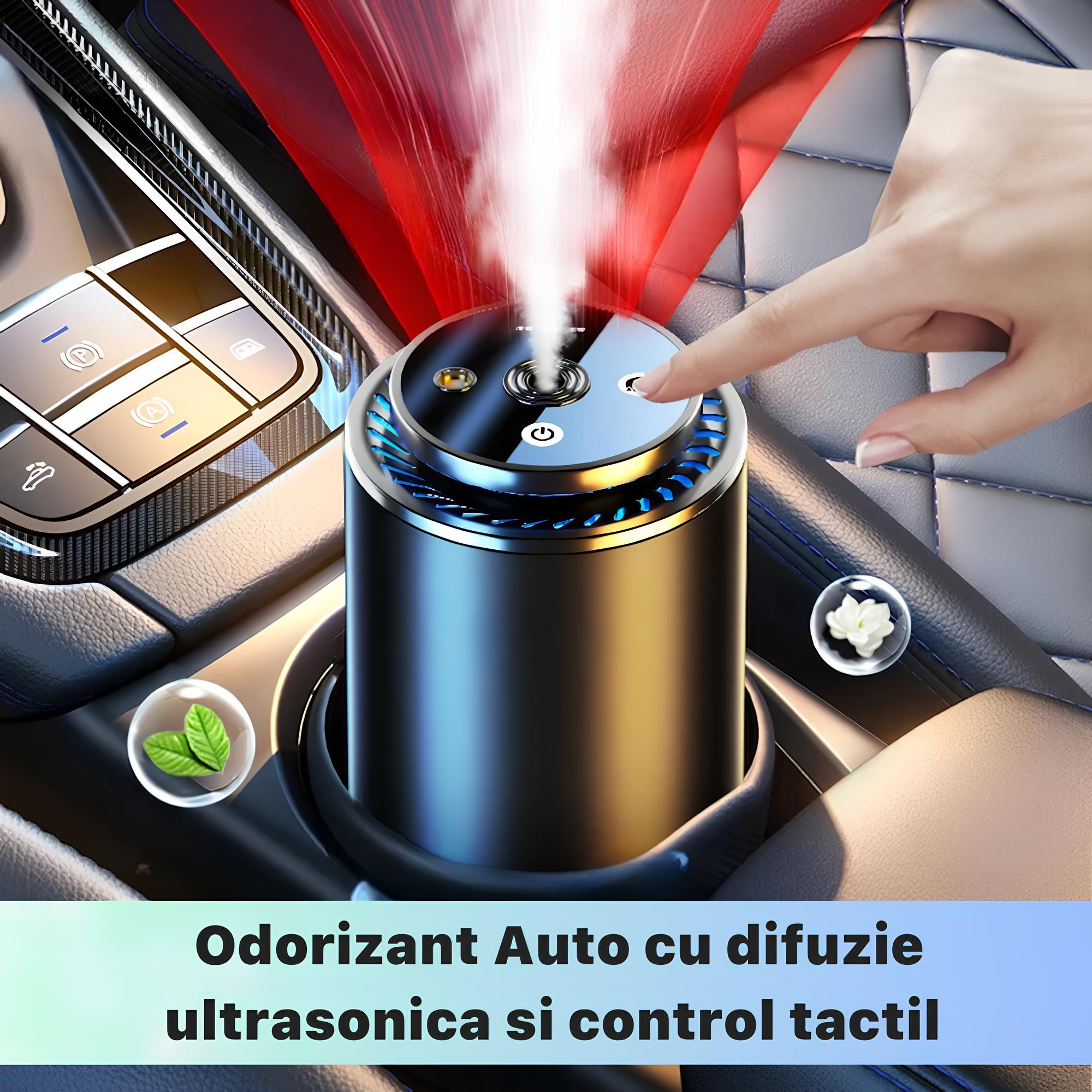 Aparat Odorizant Auto Profesional, Lumini ambientale, fara parfum , Negru mat