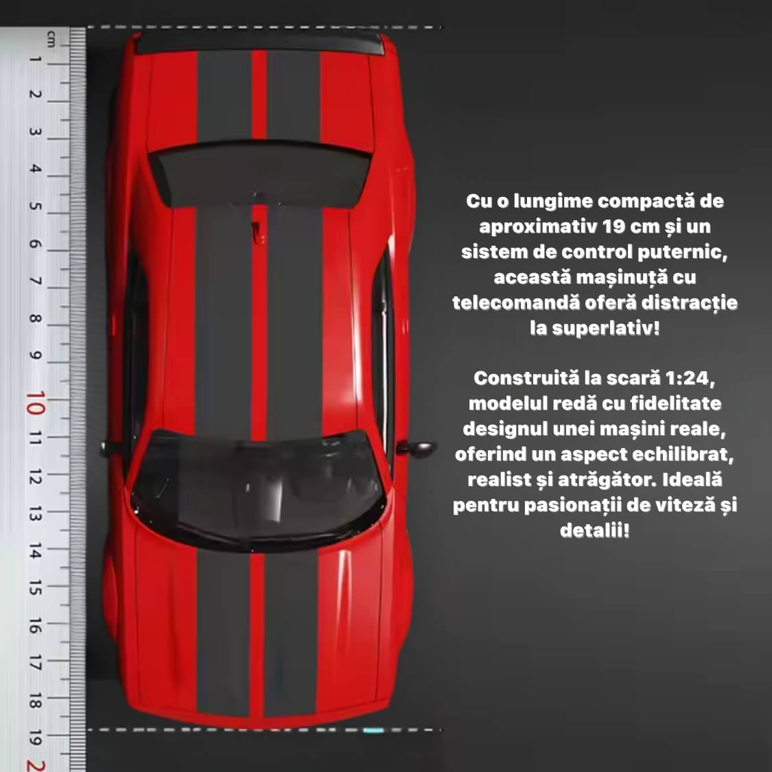 Masinuta cu Telecomanda, RC Drift Car, 1:24, 2.4GHz, Tractiune Integrala, 2 Seturi Anvelope (Speed & Drift), Obstacole Incluse, Baterie Reincarcabila, Rosu