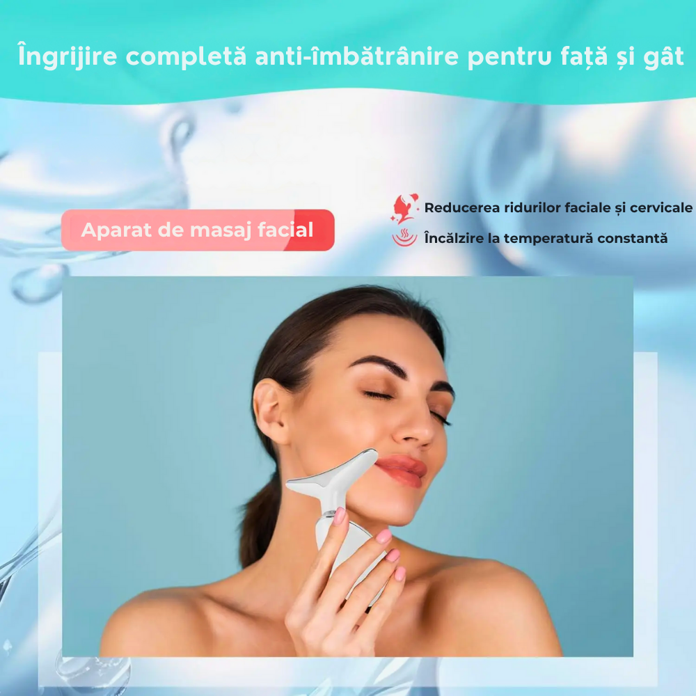 Aparat Pentru Reducerea Ridurilor Fetei Si Ingrijirea Zonei Gatului, Lifting, Stimulare Mirocirculatie, Stimulare EMS, Masaj, Functie De Incalzire, Efect Anti-Imbatranire