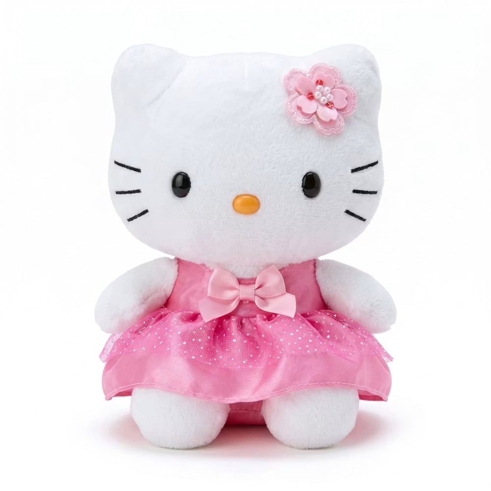 Jucarie de plus Hello Kitty cu fustita si papion, editie speciala, cu agatatoare, 20Cm Roz