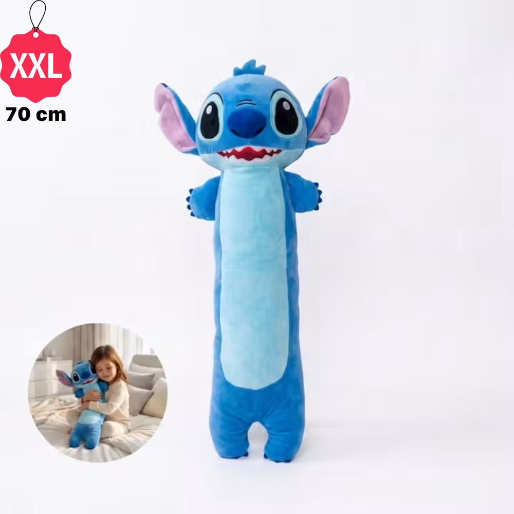 Perna Plus Lunga Stitch si Lilo, Jucarie de Plus Tip Perna Decorativa, Moale, Pufoasa si Confortabila, Perna Copii, Jucarie Cadou Premium