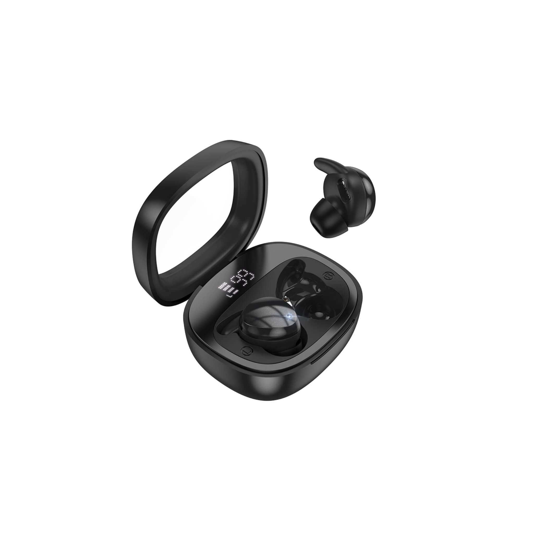Casti Audio Wireless Hoco EW65 Sleep, Bluetooth 5.3, Noise Cancelling pentru Somn si Concentrare, Carcasa Transparenta 500mAh, 180h Standby, Negru