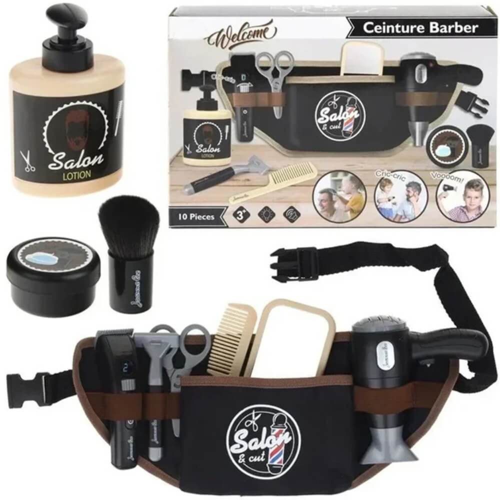 Set Jucarii Salon de Coafura pentru Copii, Accesorii Frizerie si Styling, Negru, 3+ Ani