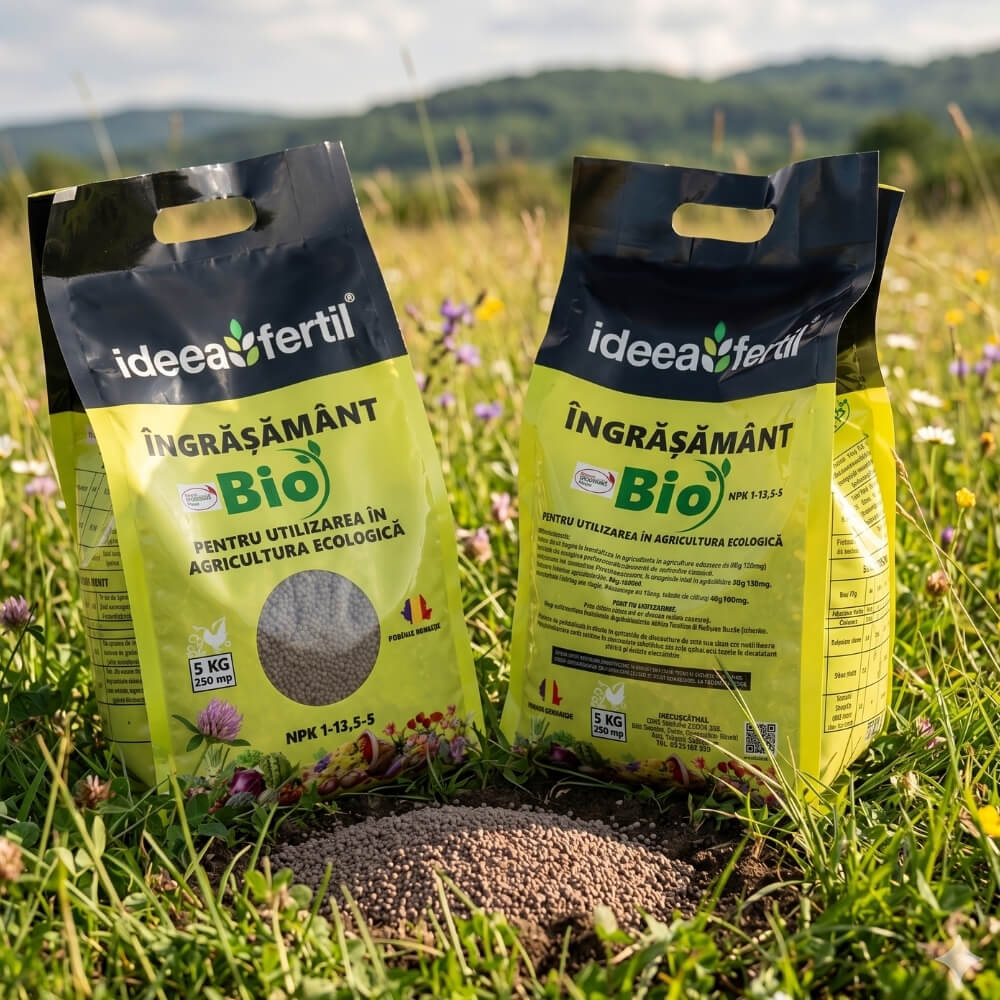 Ingrasamant Ecologic Universal IDEEAFERTIL, Granule, 5 kg, Certificat ECOCERT, Eliberare Lenta, pentru Legume, Fructe si Gazon, Produs in Romania