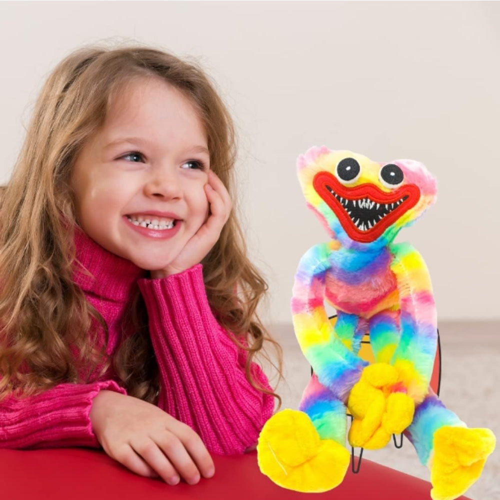 Jucarie Interactiva Plus Vorbitor Huggy Wuggy si Kissy Missy, Imita, Repeta si Canta, 40 cm, Albastru/Roz