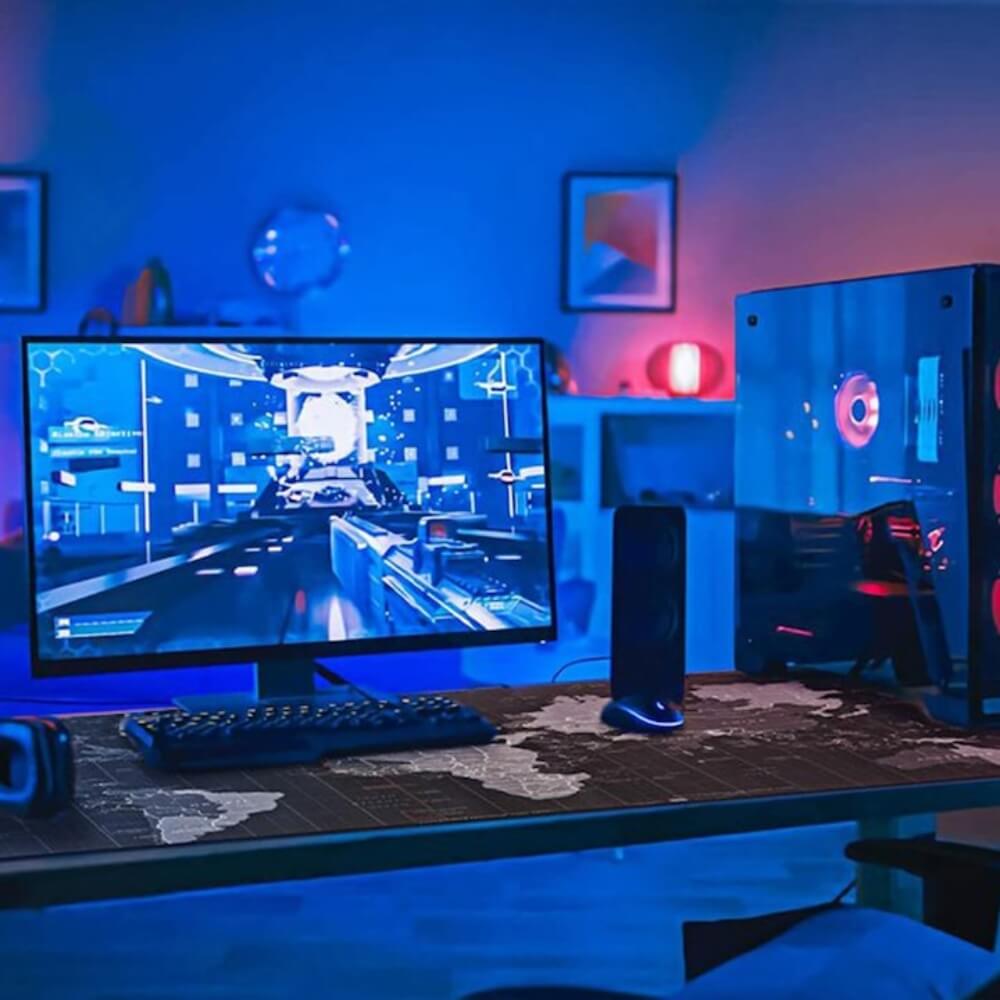 Mousepad Mare Cauciucat DigikalaX®, Pentru Gaming,model Harta Lumii, Waterproof, Birou, Office, Antiderapant, Cusaturi Anti-Rupere, Waterproof, 90 x 40cm, Negru