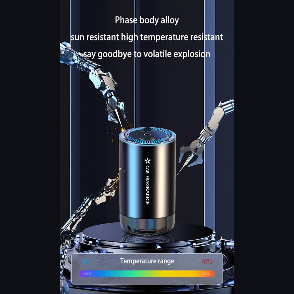 Odorizant auto cu Parfum DigikalaX®, Difuzor Aromaterapie Inteligent cu Senzori, 50ml, Proiectie de Stele, Lumini Ambientale, Reincarcabil USB, Hipoalergenic, Design elegant, Negru