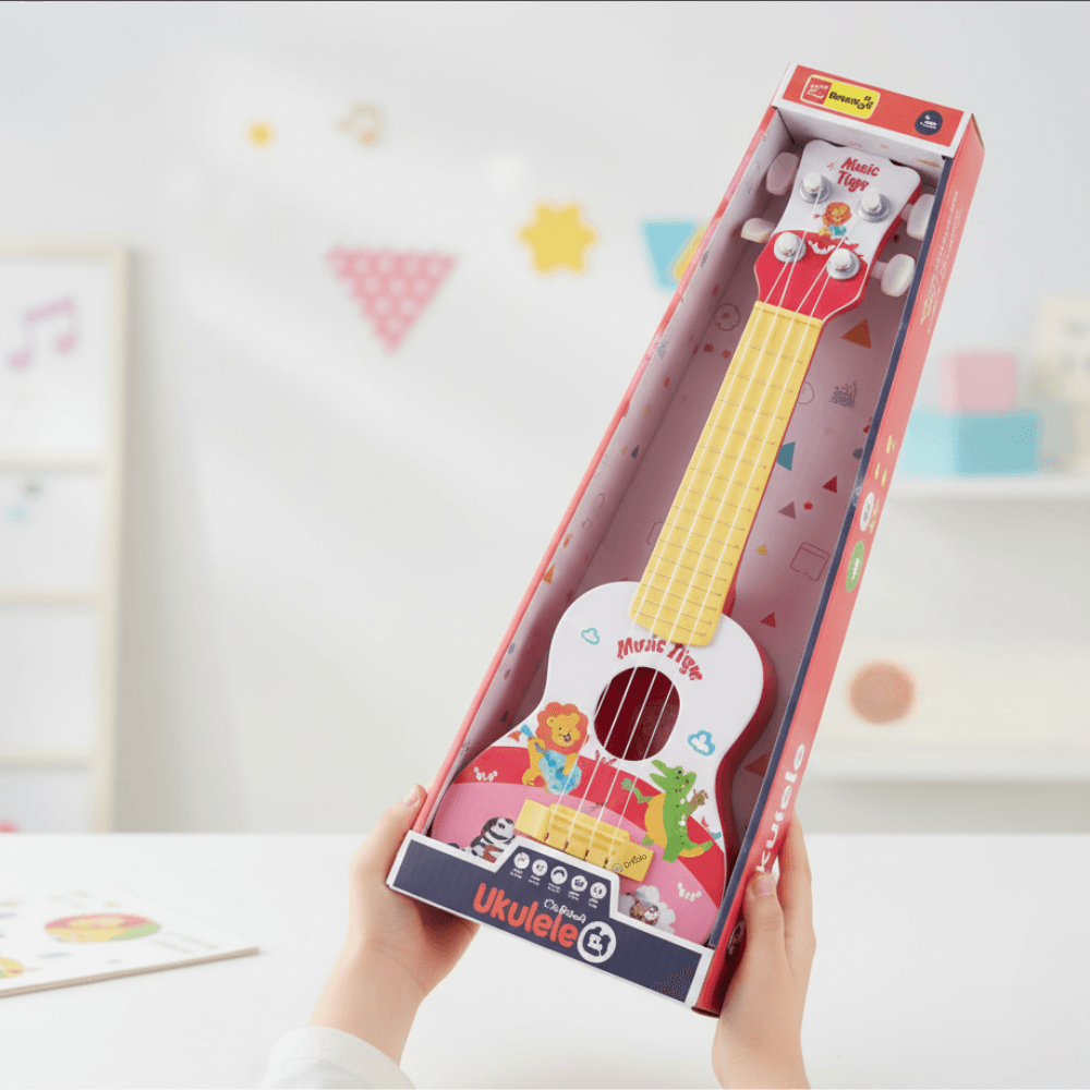 Chitară pentru Copii cu 4 Corzi, Ukulele, Design cu Animale, 40 cm, Roz