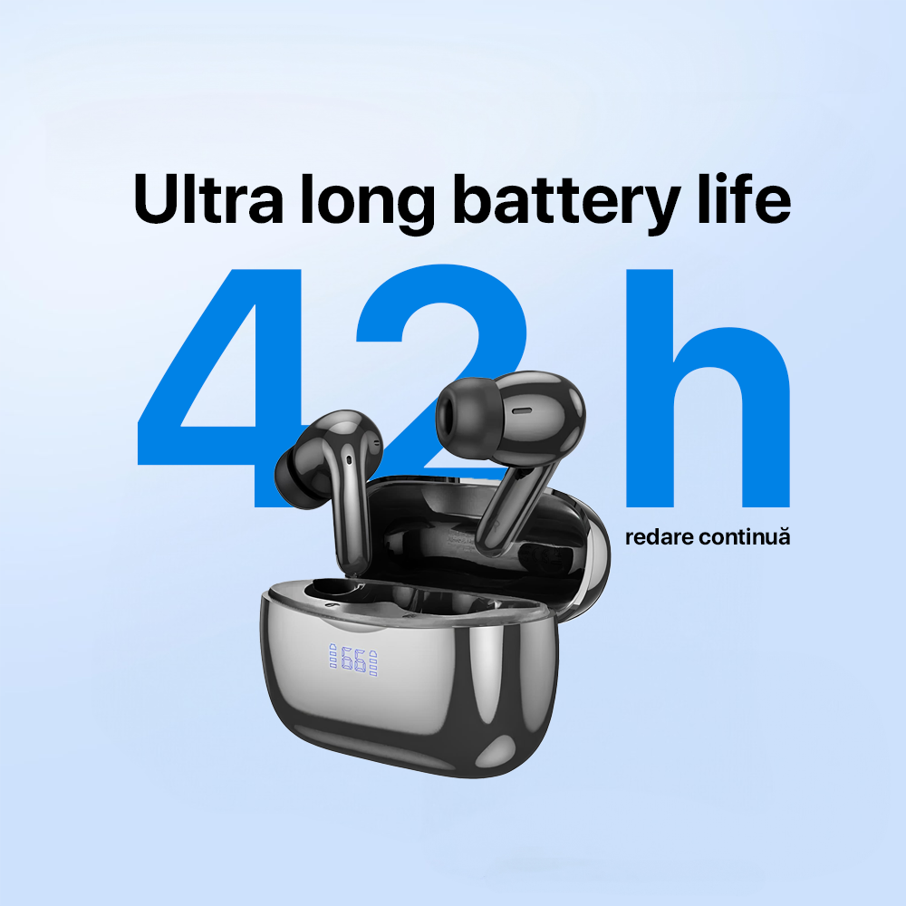 Casti Wireless Bluetooth, Audio, Bluetooth 5.3, Compatibilitate Universala, Negru