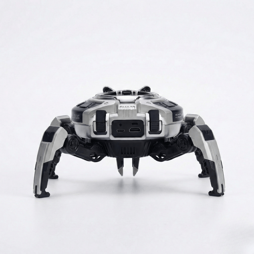 Boxa Portabila Wireless Bluetooth 5.0, Model "Mecha Crab", Putere 10W, Sunet Surround 360°, Acumulator 2500mAh, Lumini LED RGB, Design Robotic Pliabil, Portocaliu
