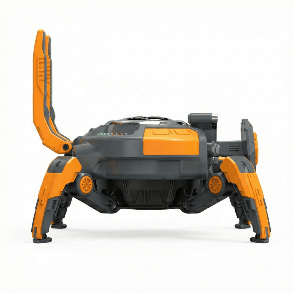 Boxa Portabila Wireless Bluetooth 5.0, Model "Mecha Crab", Putere 10W, Sunet Surround 360°, Acumulator 2500mAh, Lumini LED RGB, Design Robotic Pliabil, Portocaliu