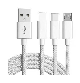 Cablu Date 3 in 1, USB, Type-C, Lightning, Micro-USB, 1m, Alb
