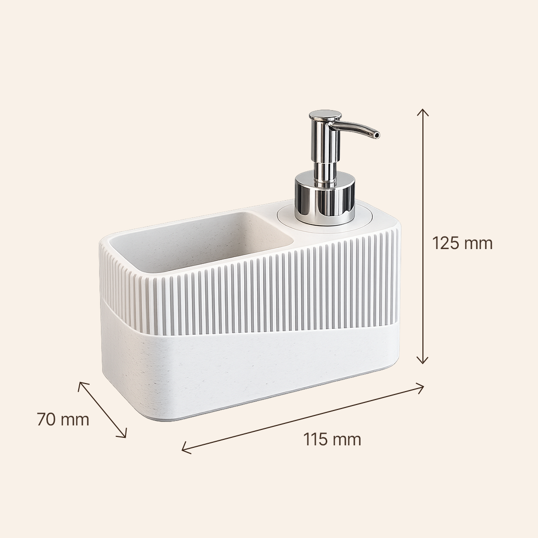 Dispenser Detergent de Vase cu Suport Burete Integrat, Material Plant-Based, Pompă Cromată