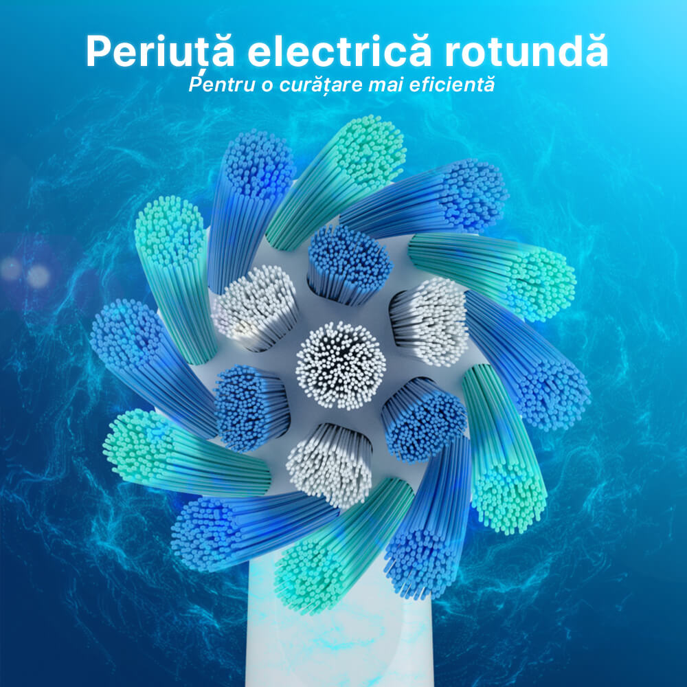 Periuta de dinti electrica rotativa, DrKala, 8000 pulsatii/min, 5 moduri de curățare, 8 capete incluse, functie smart timer, IPX7, Alb