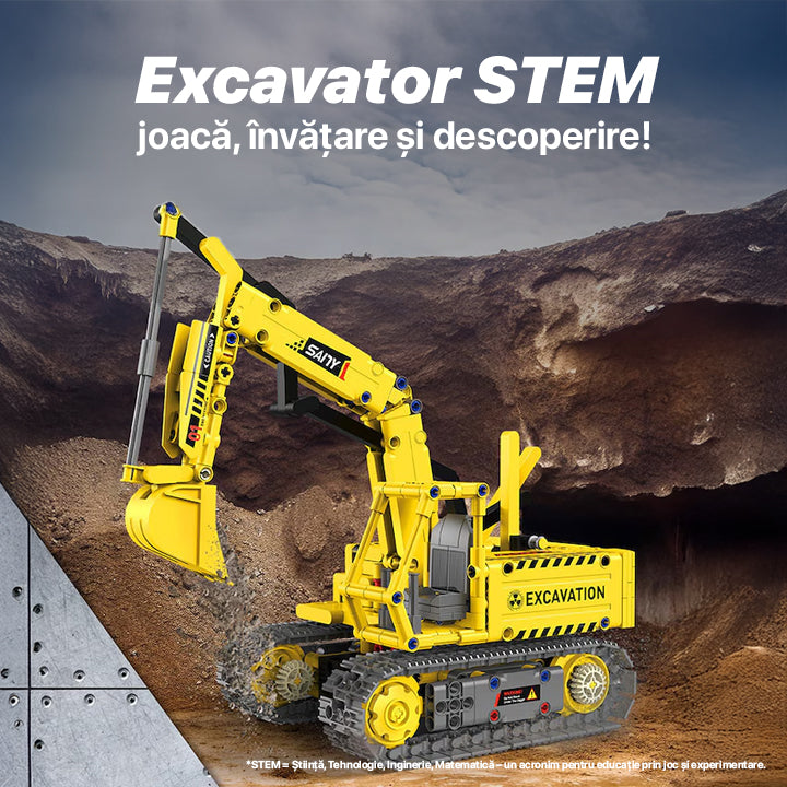 Set de Constructie STEM 5 in 1, 555 PIESE, Controlat prin Telecomanda - Bulldozer, Excavator, Robot si Camion Basculant Platforma Lift, Aplicatie, Jucarie Ideala pentru Copii 12+ ani