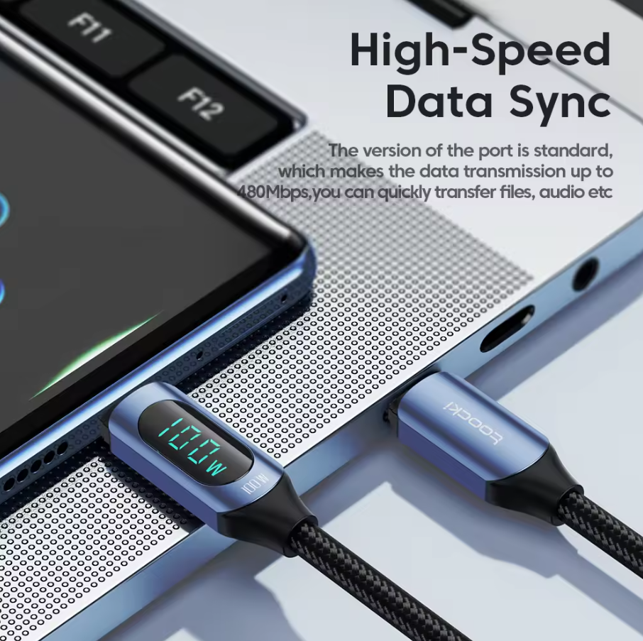 Cablu de date/incarcare USB Type-C to Type-C 100W, 1m, Negru