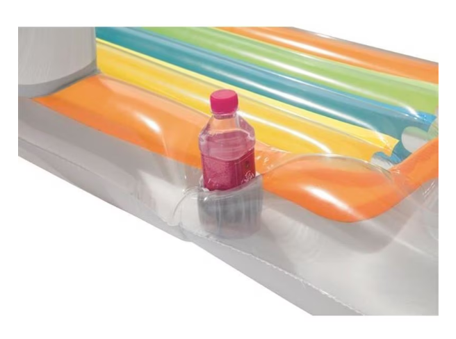 Saltea gonflabila pentru piscina, fotoliu sezlong 150x77 cm, suport pahar, gri