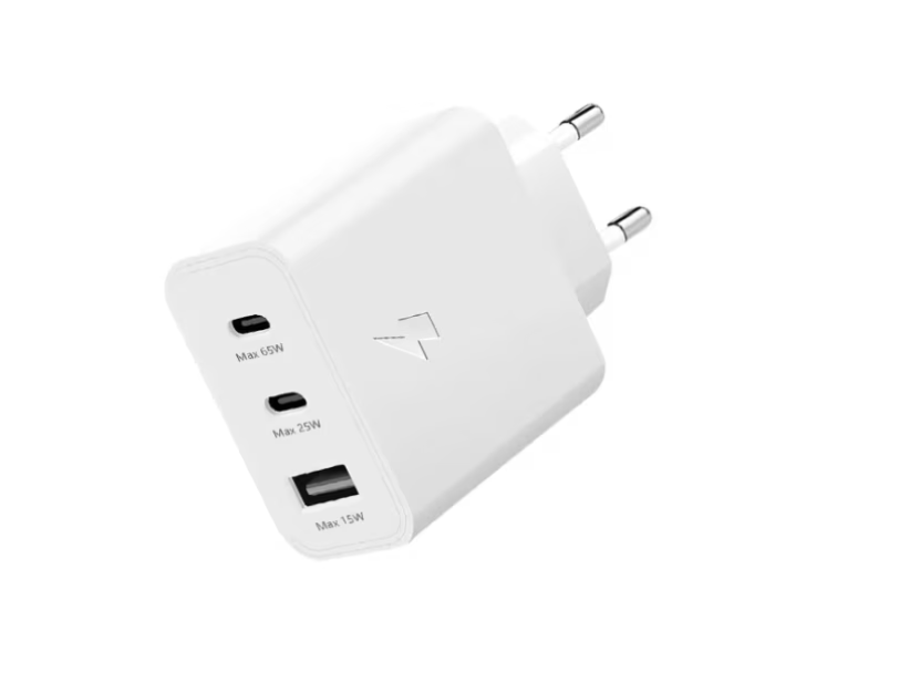 EMAG Incarcator Super Fast Charge, 65W, 3 porturi, USB Type-C, compatibil cu Samsung, Huawei, iPhone, MacBook, Alb