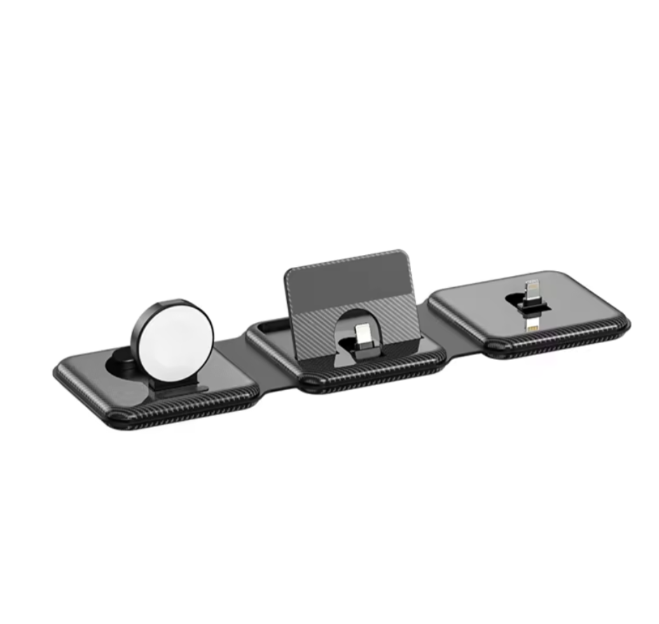 Incarcator Wireless 3 in 1 Pliabil Magsafe QI, Fast Charge, , Negru
